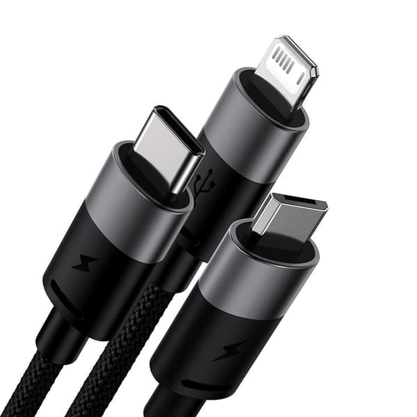 Baseus 3in1 USB-A till USB-C, Lightning, microUSB kabel 1.2m