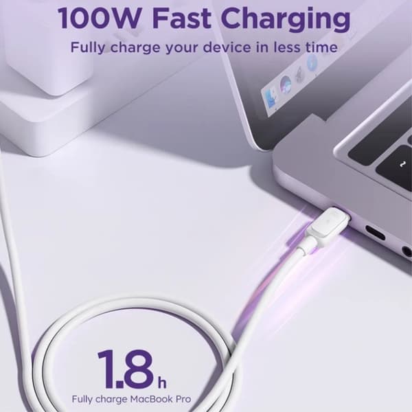 SiGN USB-C till USB-C Kabel 1.2m 100W - Vit