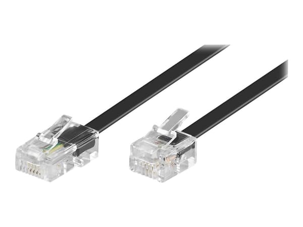 goobay Western cable - Telefon/nätverkskabel - RJ-11/RJ-14 (hane) till RJ-45 (hane) - 3 m - platt - svart