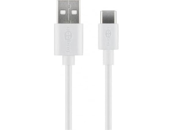 Goobay 38677, 0,1 m, USB A, USB C, USB 2.0, 0,48 Gbit/s, Vit
