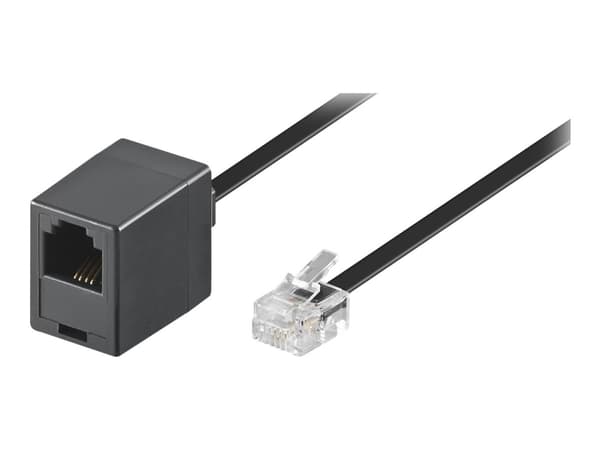 goobay - Telefonförlängningskabel - RJ-11 (hane) till RJ-11 (hona) - 3 m - platt - svart