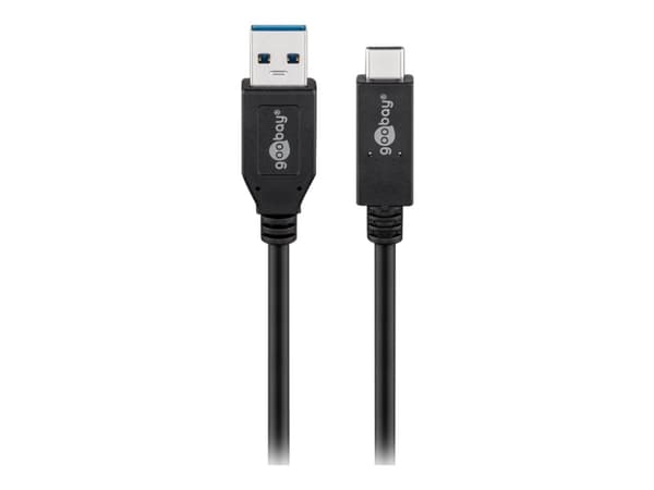 Wentronic 41073, 0,5 m, USB A, USB C, USB 3.2 Gen 2 (3.1 Gen 2), 10 000 Mbit/s, musta