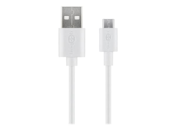 goobay - USB-kabel - mikro-USB typ B (hane) till USB (hane) - USB 2.0 - 5 V - 2.5 A - 1 m - vit