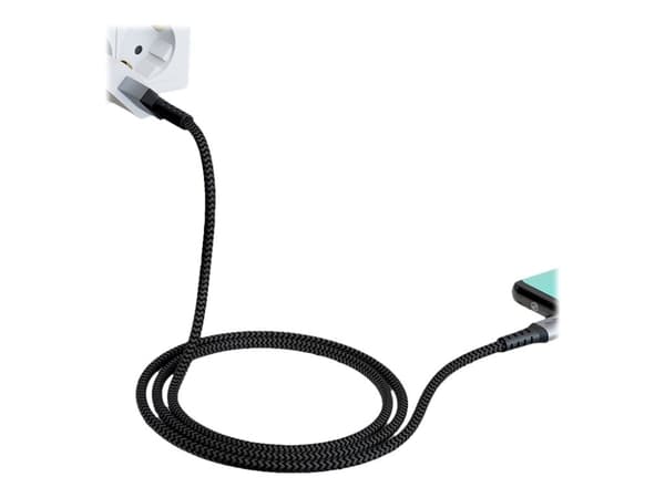 goobay - USB-kabel - 24 pin USB-C (hann) til USB (hann) - USB 2.0 - DC 5 V - 3 A - 1 m - svart/sølv