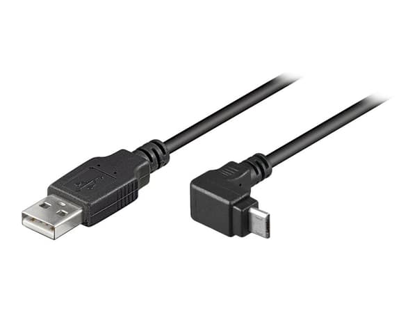 goobay - USB-kabel - mikro-USB typ B (hane) till USB (hane) - USB 2.0 - 1.8 m - 90° kontakt - svart
