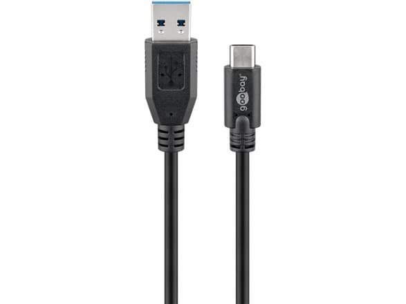 Goobay 73141, 3 m, USB A, USB C, USB 3.2 Gen 1 (3.1 Gen 1), 5 Gbit/s, Svart