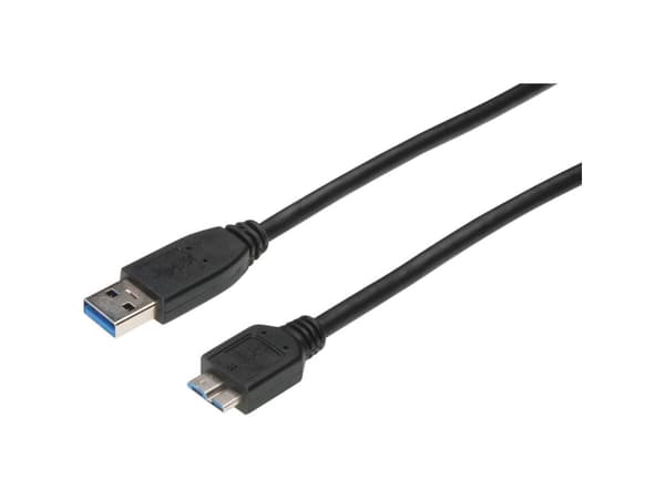Digitus AK-300117-003-S, 0,25 m, USB A, Micro-USB B, USB 3.2 Gen 1 (3.1 Gen 1), Hanstik/Hanstik, Sort