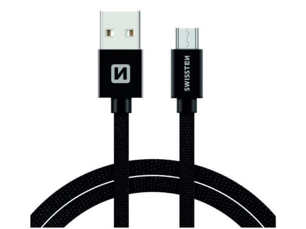 Swissten 71522201, 1,2 m, USB A, Micro-USB B, USB 2.0, 480 Mbit/s, Sort