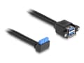 Miniatyrbilde 1 av 4: Delock - USB-internkabel - 19-pins USB 3.0-plugg (hann) vinklet til USB (hunn) - 50 cm - svart