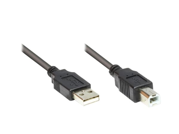 Alcasa USB 2.0 1.8m, 1,8 m, USB A, USB B, USB 2.0, Hane/Hane, Svart
