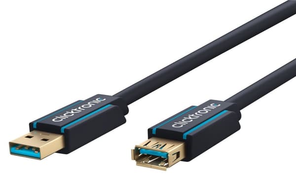 ClickTronic Förlängningskabel USB-A Premiumkabel | USB A hane  USB A hona | 3,0 m | 5 Gbit/s