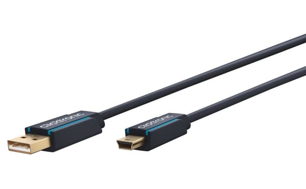 ClickTronic Adapterkabel fra USB A til USB Mini B 2.0 Premium-kabel | USB A-kontakt USB mini B-kontakt | 1,8 m | 480 Mbit/s