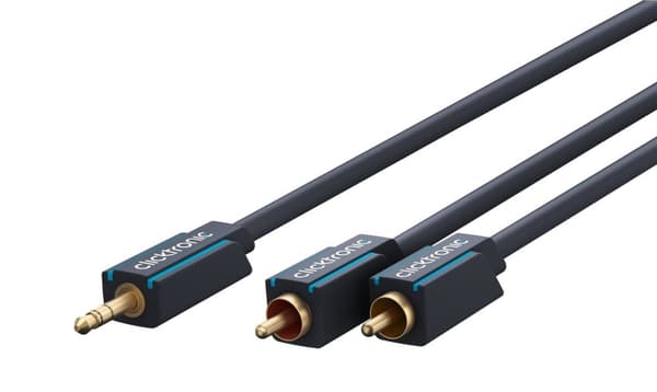 ClickTronic 3,5 mm AUX til RCA-adapterkabel, premium stereokabel, 1x 3,5 mm jackplugg, 2x cinchplugg, 7,5 m, OFC innerleder