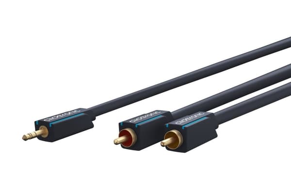 ClickTronic 3,5 mm AUX til RCA-adapterkabel, premium stereokabel, 1x 3,5 mm jackplugg, 2x cinchplugg, 7,5 m, OFC innerleder
