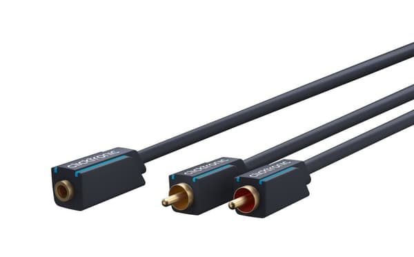 ClickTronic 3,5 mm AUX till RCA-adapterkabel, stereo Premium-kabel | 2x cinch-kontakt  1x 3,5 mm jackuttag | 0,1 m | OFC innerledare