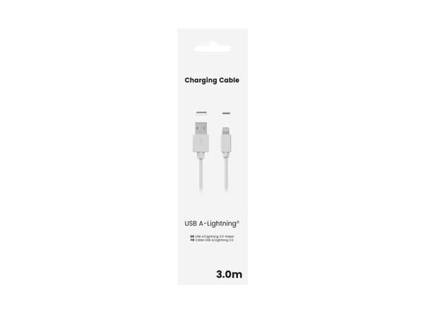 Sinox USB A til Lightning kabel. 3m. Hvid