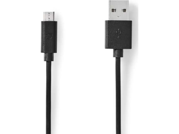 Nedis CCGP60500BK10, 1 m, USB-A, Micro-USB B, USB 2.0, Man/kvinna, Svart
