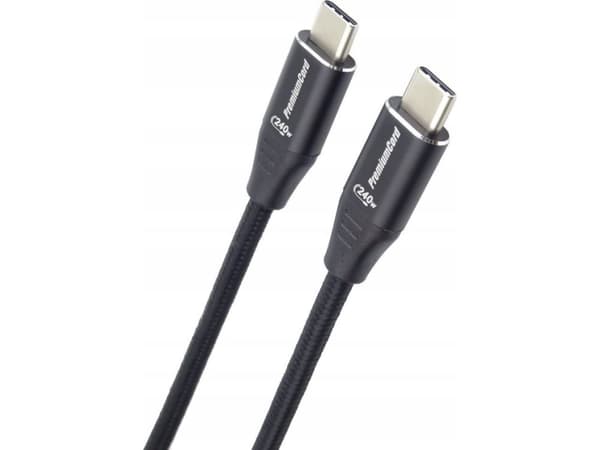 PremiumCord PREMIUMCORD-kabel USB-C M/M, 240W 480Mbps svart bomullsflett, 2m