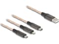 Miniatyrbild 4 av 5: Delock 3 in 1 - Dedikerad laddningskabel - USB hane till mikro-USB typ B, Lightning, 24 pin USB-C hane - 1.2 m - transparent / kopparfärgad - RGB-bel