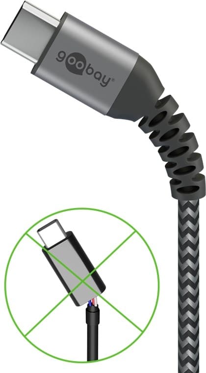 Goobay USB-C™ till USB-A textilkabel med metallkontakter 2 m elegant och extra robust anslutningskabel för enheter med USB-C™-port