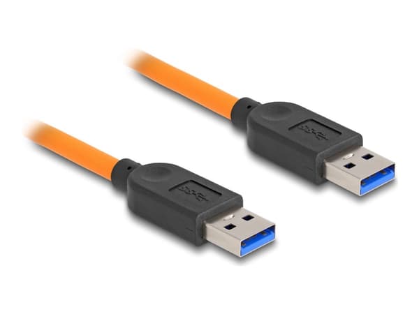 Delock - USB-kabel - USB (hann) til USB (hann) - 20 V - 5 A - 1 m - up to 5 Gbps data transfer rate, for tethered shooting - oransje