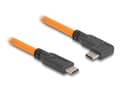 Miniatyrbilde 3 av 4: Delock - USB-kabel - 24 pin USB-C (hann) vinklet til 24 pin USB-C (hann) rett - 20 V - 5 A - 1 m - up to 5 Gbps data transfer rate - oransje