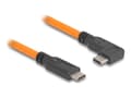 Miniatyrbilde 1 av 4: Delock - USB-kabel - 24 pin USB-C (hann) vinklet til 24 pin USB-C (hann) rett - 20 V - 5 A - 1 m - up to 5 Gbps data transfer rate - oransje