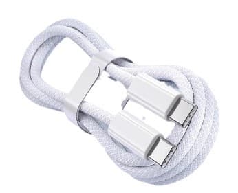 Nylonflettet USB-C til USB-C-kabel, 1 m, hvit, kompatibel med iPhone 15 - PD60W