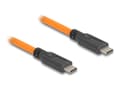 Miniatyrbild 1 av 4: Delock - USB-kabel - 24 pin USB-C (hane) till 24 pin USB-C (hane) - 20 V - 5 A - 1 m - upp till 5 Gbps dataöverföringshastighet - orange