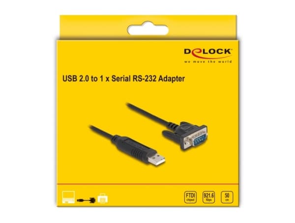 Delock - USB / seriell kabel - USB (hane) till DB-9 (hane) skruvbar - 50 cm