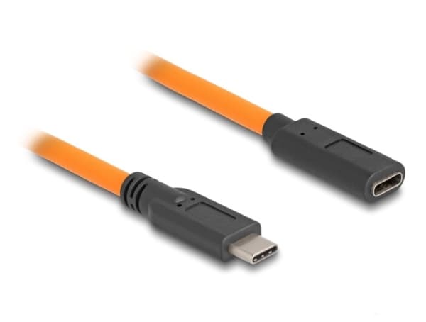 Delock - USB-kabel - 24 pin USB-C (hann) til 24 pin USB-C (hunn) - 20 V - 5 A - 1 m - up to 5 Gbps data transfer rate - oransje