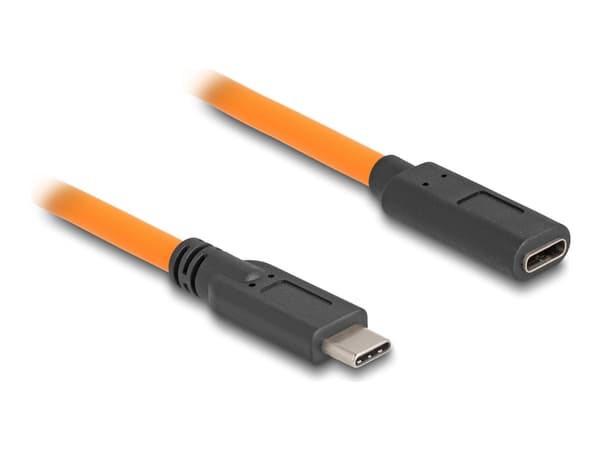 Delock - USB-kabel - 24 pin USB-C (hann) til 24 pin USB-C (hunn) - 20 V - 5 A - 1 m - up to 5 Gbps data transfer rate - oransje