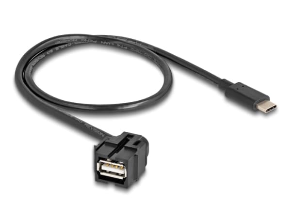 Delock - USB-kabel - 24 stift USB-C (han) till USB (hun) vinklet - USB 2.0 - 0,5 m - sorterad