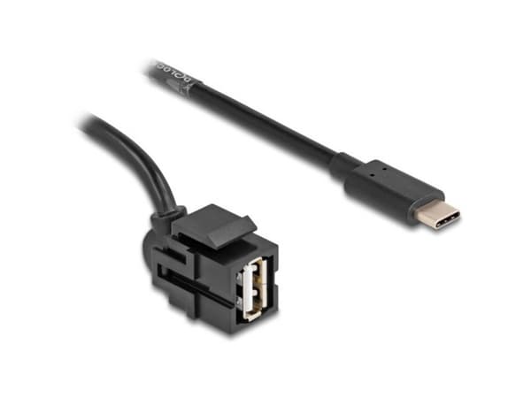 Delock - USB-kabel - 24 stift USB-C (han) till USB (hun) vinklet - USB 2.0 - 0,5 m - sorterad