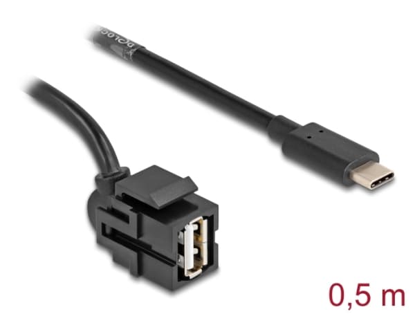 Delock - USB-kabel - 24 stift USB-C (han) till USB (hun) vinklet - USB 2.0 - 0,5 m - sorterad