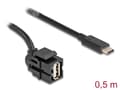 Miniatyrbild 2 av 5: Delock - USB-kabel - 24 stift USB-C (han) till USB (hun) vinklet - USB 2.0 - 0,5 m - sorterad