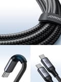 Miniatyrbild 5 av 6: Joyroom 2in1 USB-C till USB-C kabel 100W 1.5m - Svart