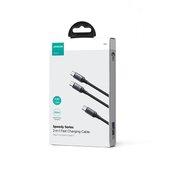 Joyroom 2in1 USB-C till USB-C kabel 100W 1.5m - Svart