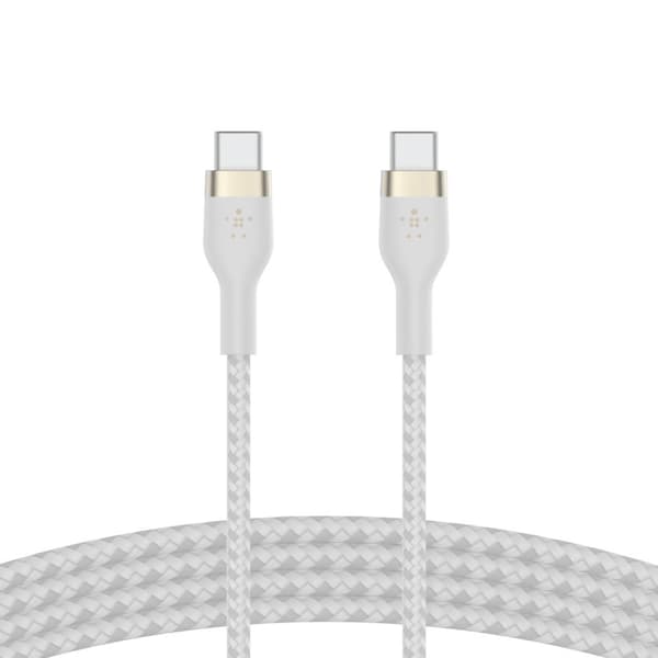 Belkin BOOST CHARGE USB-C til USB-C 2.0 Flettet silikon, 1 m, hvit