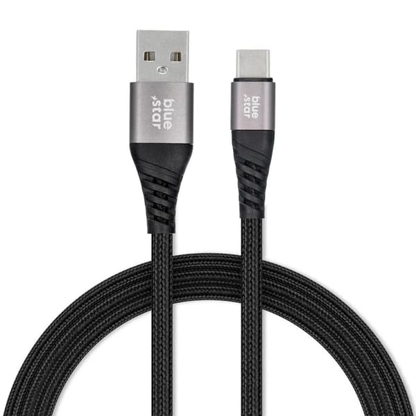 Blue Star USB-C till USB-A kabel 1.2m - Svart