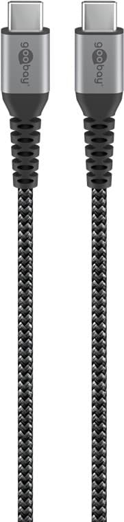 Goobay USB-C™-till-USB-C™-textilkabel med metallkontakter 1 m elegant och extra robust anslutningskabel för enheter med USB-C™-port