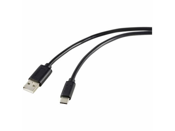 Renkforce RF-5720398, 1,8 m, USB A, USB C, USB 2.0, 0,48 Gbit/s, Svart