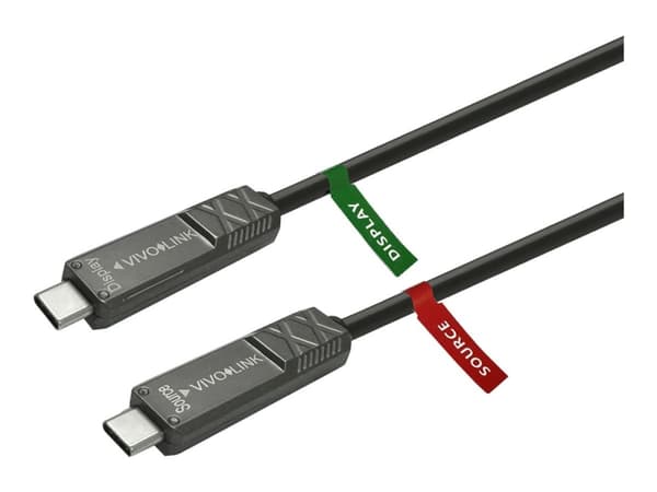 VivoLink - USB-kaapeli - 24-nastainen USB-C (han) til 24-nastainen USB-C (han) - USB 3.2 Gen 2 / DisplayPort 1.4 - 5 - 20 V - 10 m - lajittelu