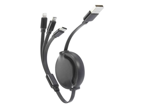 Renkforce RF-5800360, 1 m, USB A, USB C/Micro-USB B/Lightning, USB 2.0, Svart