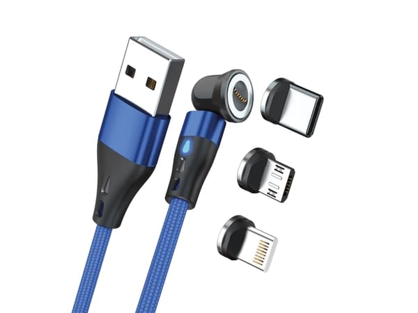 RealPower MagneticCharge3, 1 m, USB A, Blå