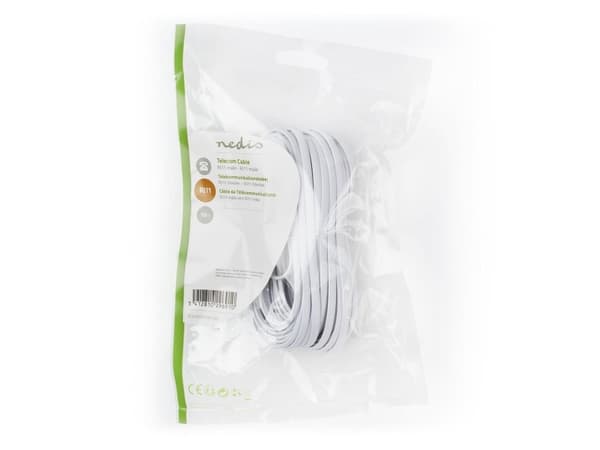 Nedis TCGP90200WT100, 10 m, RJ-11, RJ-11, Vit, Hankontakt, Hankontakt