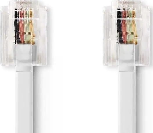 Nedis TCGP90200WT100, 10 m, RJ-11, RJ-11, Vit, Hankontakt, Hankontakt