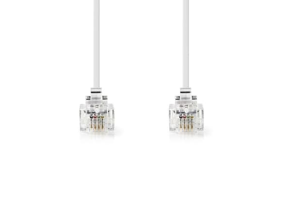 Nedis TCGP90200WT100, 10 m, RJ-11, RJ-11, Vit, Hankontakt, Hankontakt