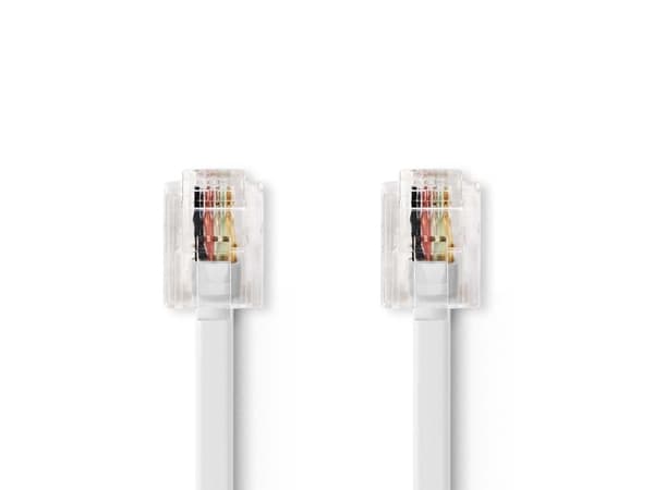 Nedis TCGP90200WT100, 10 m, RJ-11, RJ-11, Vit, Hankontakt, Hankontakt
