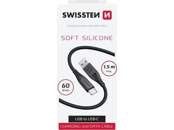 Swissten pehmeä silikoni kaapelit USB / USB-C / 1.5m / 60w